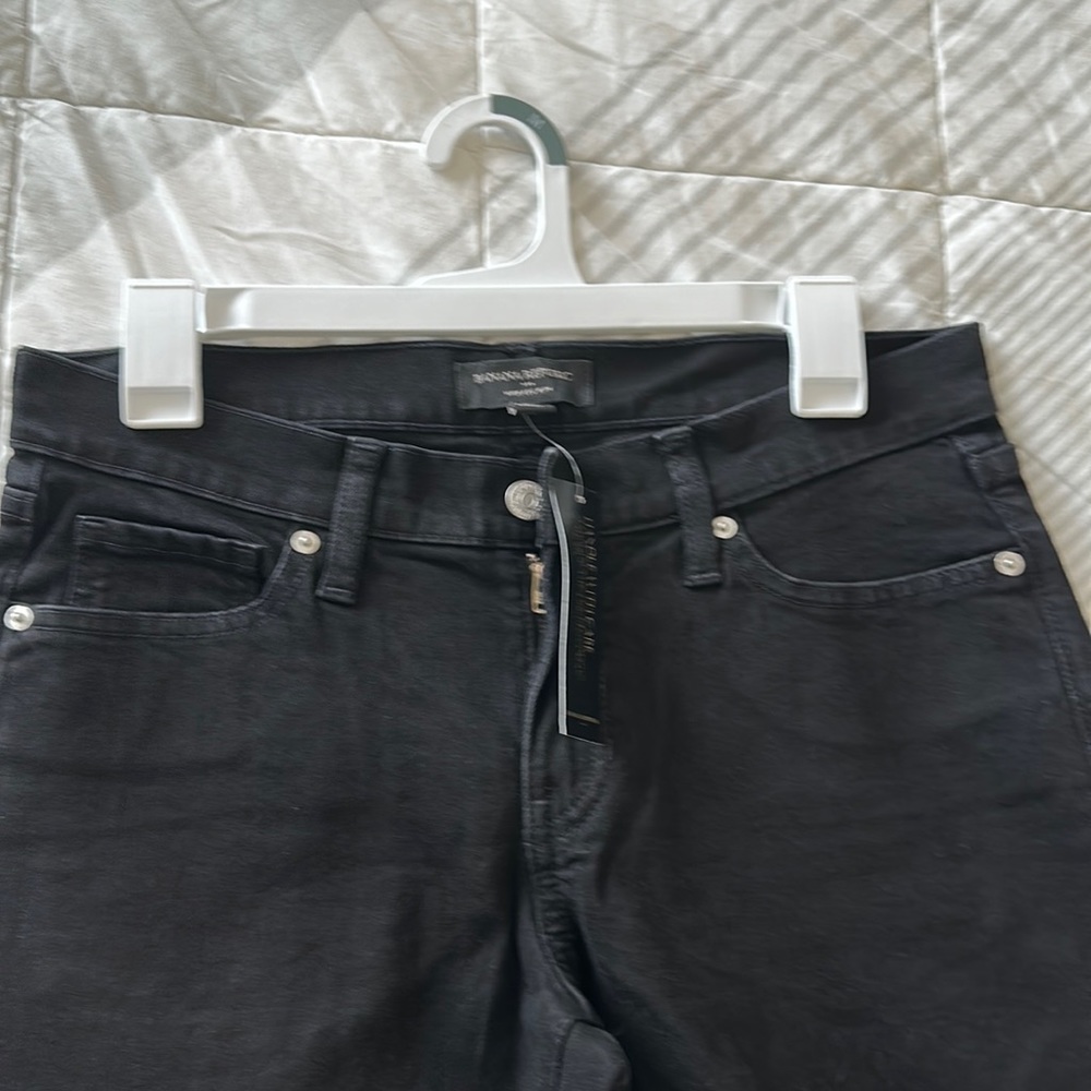 Black denim wide leg jeans, size 6